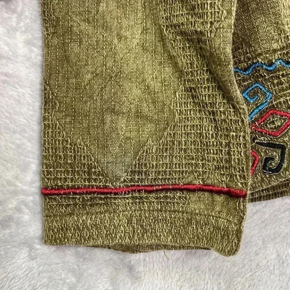 Chico's VTG Sz S Jacket Dark Olive Boho Southwestern Floral Embroidered Artsy‎ - Picture 7 of 16